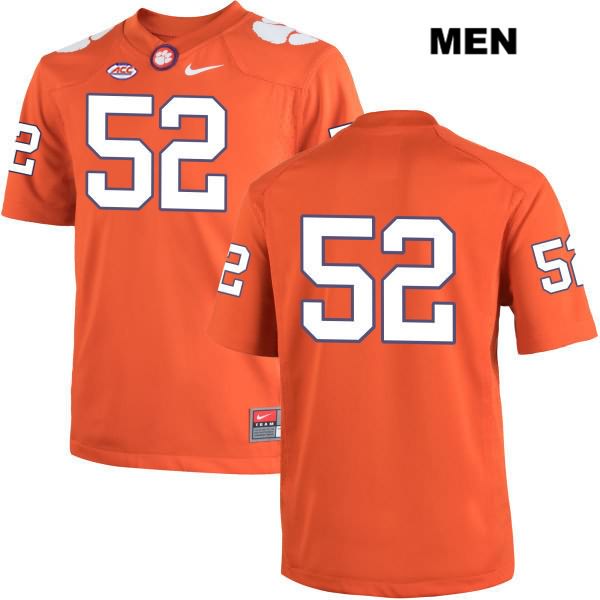 Men's Clemson Tigers #52 Connor Prevost Stitched Orange Authentic Nike No Name NCAA College Football Jersey HGS5346SX